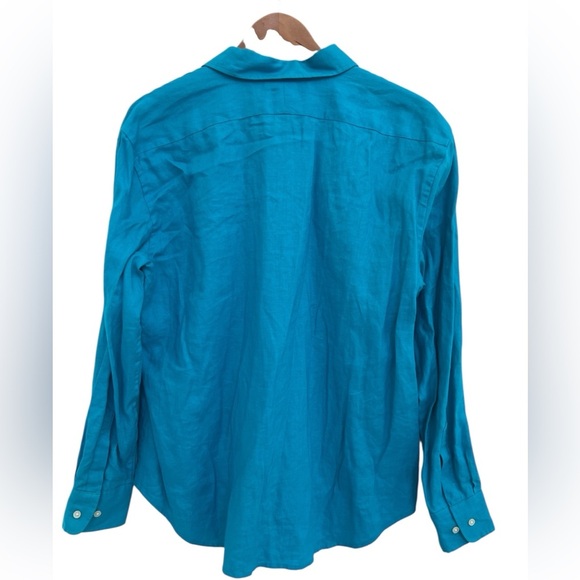 Lauren Ralph Lauren Linen Women’s Long Sleeve Blue Button Down - Picture 5 of 5